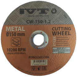 Диск отрезной по металлу IVT CW-150-12, 150×1,2×22,2 мм