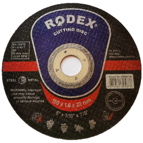Диск отрезной по металлу Rodex, 150×1.6×22.2 мм