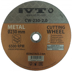 Диск отрезной по металлу IVT CW-230-20, 230×2×22 мм